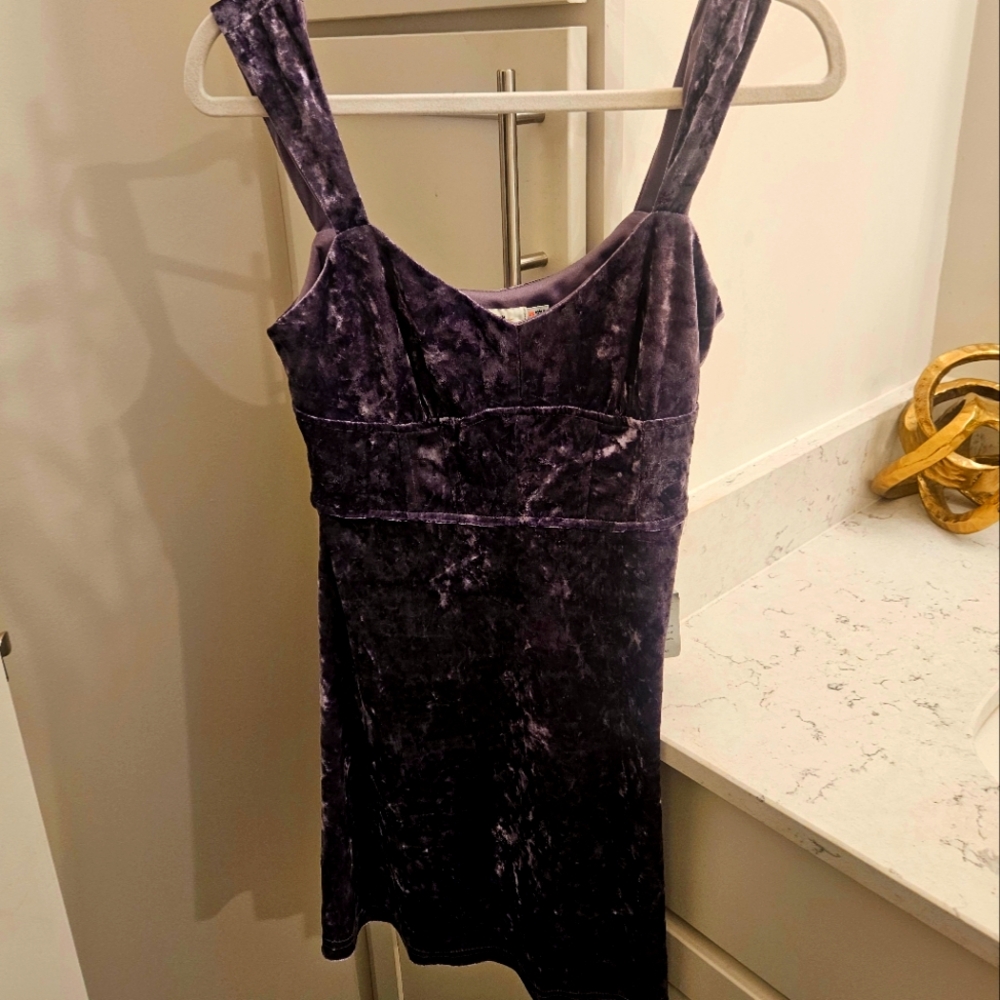 Lush Crushed Velvet Lavender Mini Dress - Picture 3 of 5